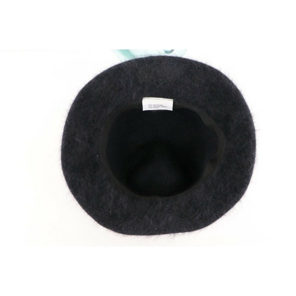 Vintage 90s Streetwear Blank Angora Rabbit Hair Blend Bucket Hat Cap Black - Picture 5 of 6